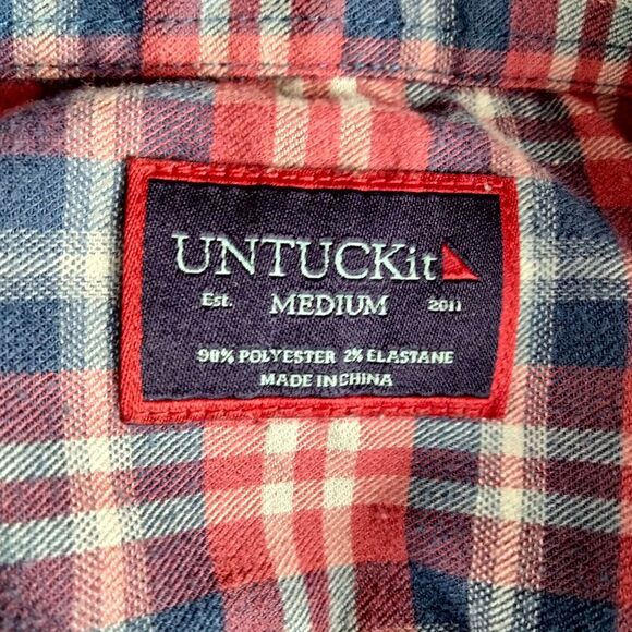 UNTUCKIT Men's Sz M Multicolor Plaid Long Sleeve Button-Front Millbrook Shirt - Picture 6 of 6